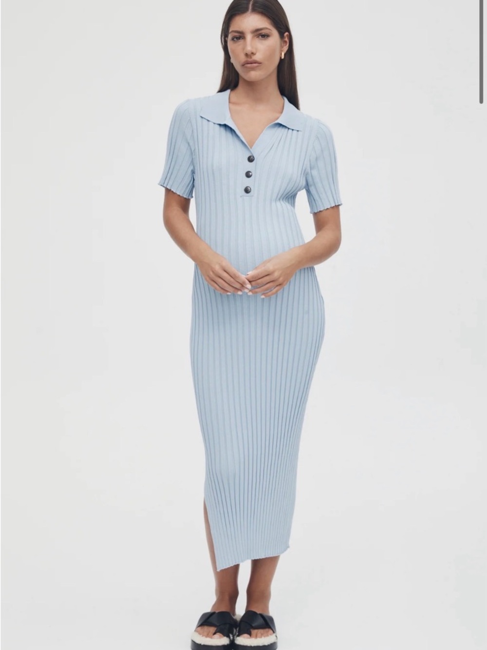 Luxe Light Blue Polo Maternity